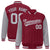 Custom Crimson Gray Pinstripe Gray Bomber Full-Snap Varsity Letterman Jacket