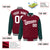 Custom Crimson-Green Pinstripe White Bomber Full-Snap Varsity Letterman Jacket