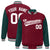 Custom Crimson-Green Pinstripe White Bomber Full-Snap Varsity Letterman Jacket