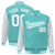 Custom Aqua White Pinstripe White-Aqua Bomber Full-Snap Varsity Letterman Jacket