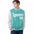 Custom Aqua White Pinstripe White-Aqua Bomber Full-Snap Varsity Letterman Jacket