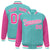 Custom Aqua Pink Pinstripe White-Pink Bomber Full-Snap Varsity Letterman Jacket