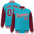 Custom Aqua Crimson Pinstripe White-Crimson Bomber Full-Snap Varsity Letterman Jacket