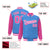 Custom Powder Blue Pink Pinstripe White-Pink Bomber Full-Snap Varsity Letterman Jacket