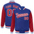 Custom Royal-Blue Red Pinstripe White-Red Bomber Full-Snap Varsity Letterman Jacket