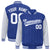 Custom Royal-Blue White Pinstripe White Bomber Full-Snap Varsity Letterman Jacket