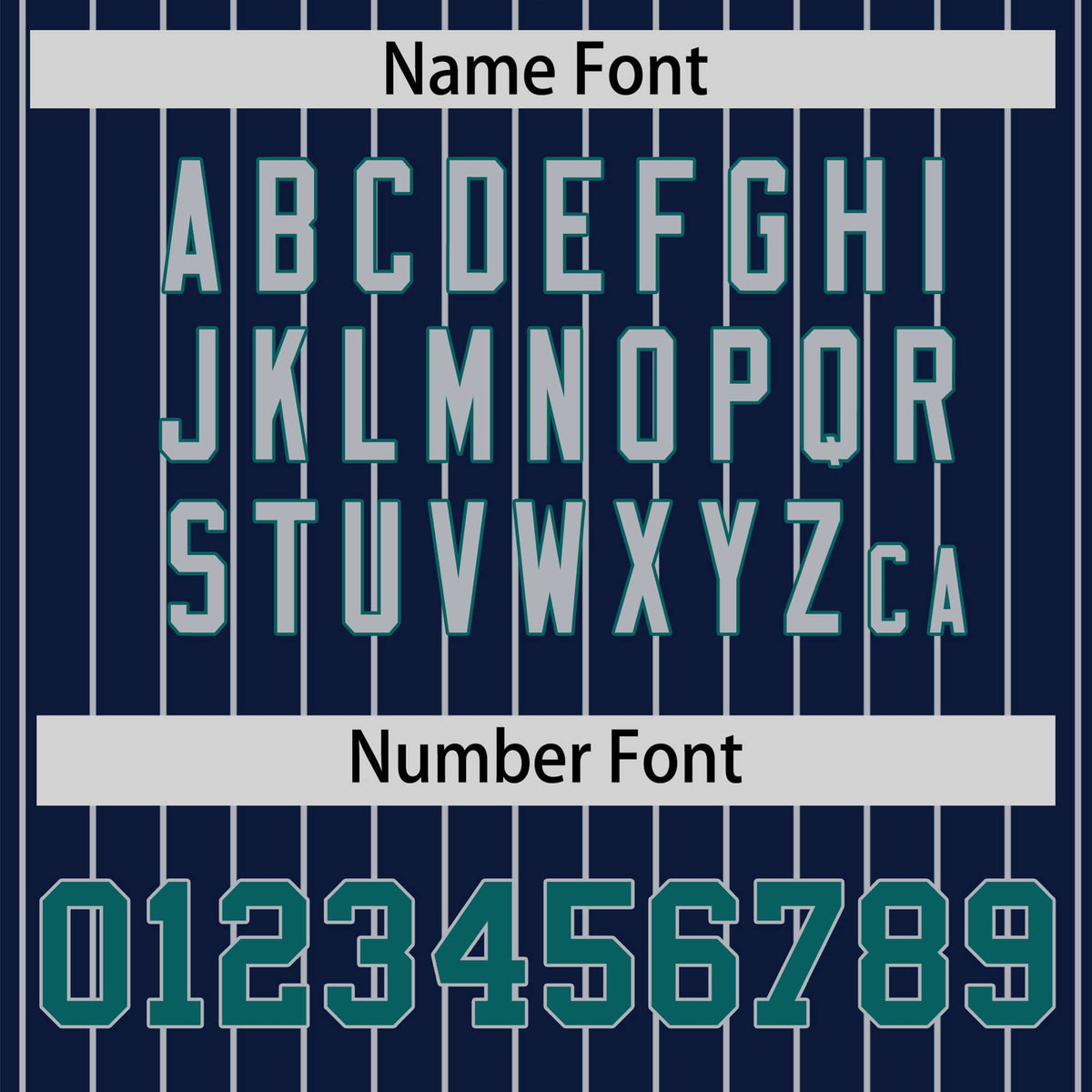 Custom Navy-Gray Pinstripe Gray-Aqua Bomber Full-Snap Varsity Letterman Jacket