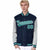 Custom Navy-Gray Pinstripe Gray-Aqua Bomber Full-Snap Varsity Letterman Jacket