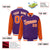 Custom Purple Orange Pinstripe White-Orange Bomber Full-Snap Varsity Letterman Jacket