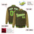 Custom Brown Light-Brown Pinstripe White Neon-Green Bomber Full-Snap Varsity Letterman Jacket