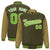 Custom Brown Light-Brown Pinstripe White Neon-Green Bomber Full-Snap Varsity Letterman Jacket