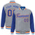 Custom Gray Royal-Blue Pinstripe Orange Royal-Blue Bomber Full-Snap Varsity Letterman Jacket