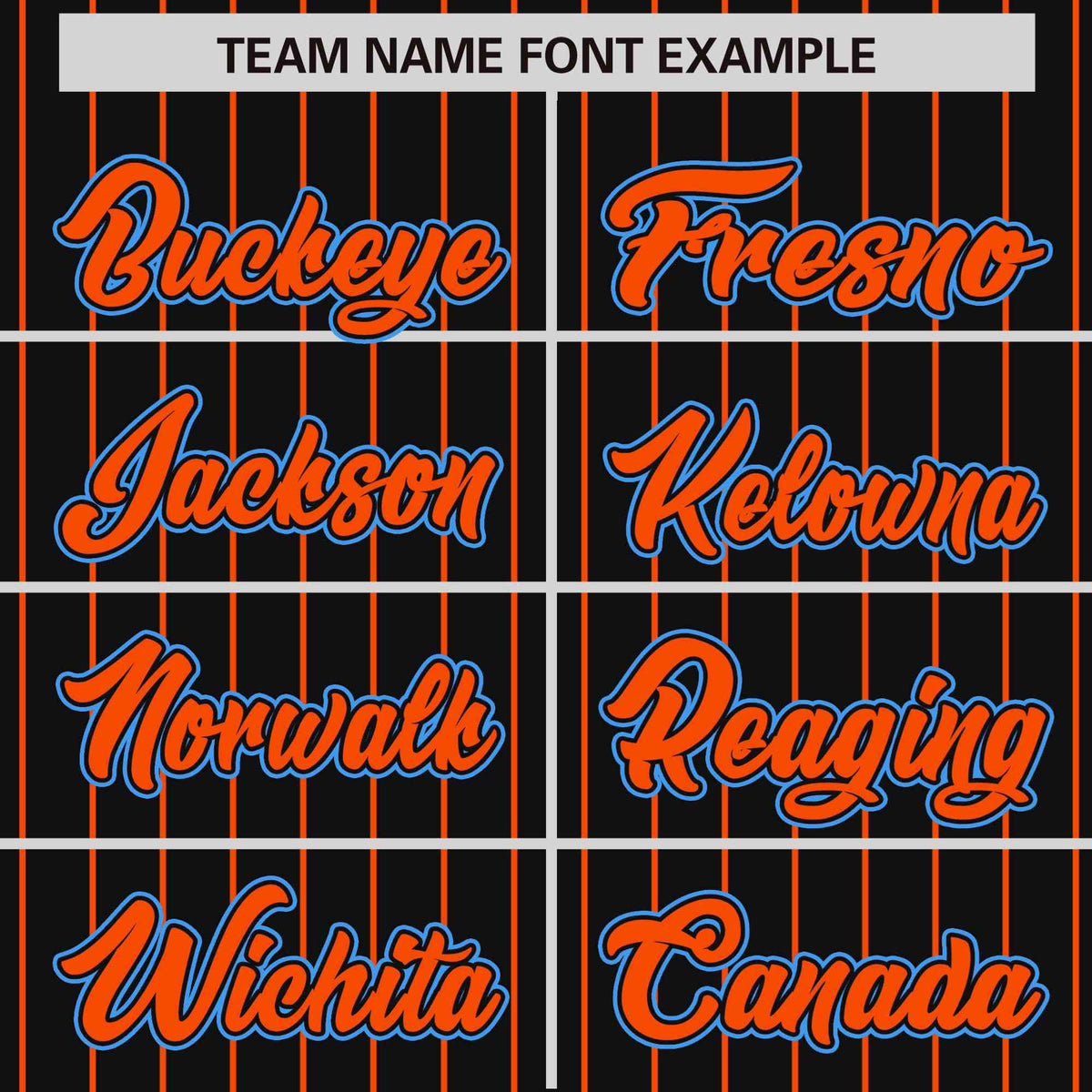 Custom Black Orange Pinstripe Powder-Blue Orange Bomber Full-Snap Varsity Letterman Jacket