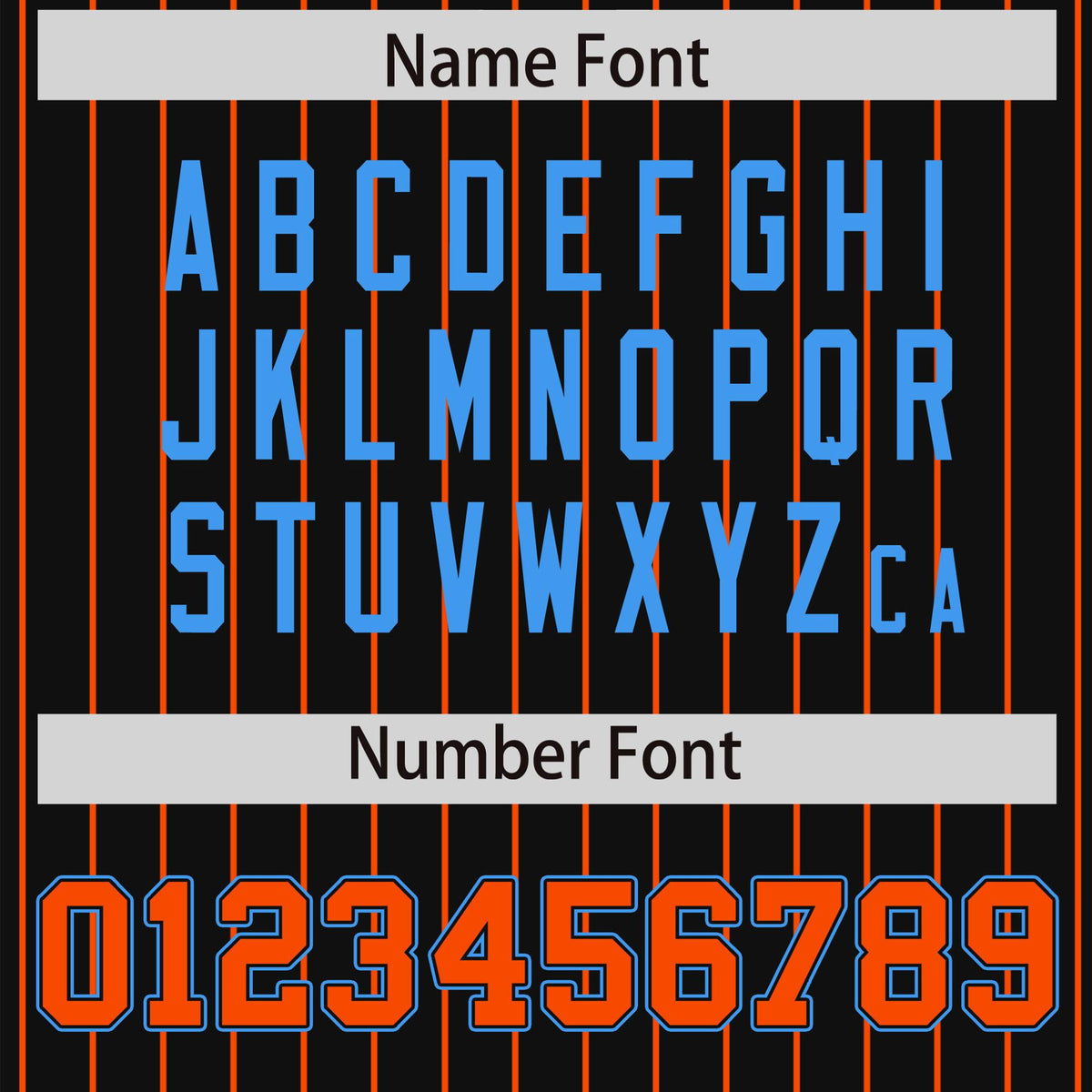 Custom Black Orange Pinstripe Powder-Blue Orange Bomber Full-Snap Varsity Letterman Jacket