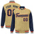 Custom Old Gold Navy Pinstripe Red-Navy Bomber Full-Snap Varsity Letterman Jacket