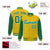 Custom Gold Neon-Green Pinstripe White Neon-Green Bomber Full-Snap Varsity Letterman Jacket