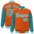 Custom Orange Aqua Pinstripe White-Aqua Bomber Full-Snap Varsity Letterman Jacket