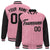 Custom Light-Pink Black Pinstripe Black Bomber Full-Snap Varsity Letterman Jacket