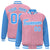 Custom Light-Pink Powder-Blue Pinstripe White Powder-Blue Bomber Full-Snap Varsity Letterman Jacket