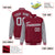 Custom Crimson Gray Pinstripe Gray Bomber Full-Snap Varsity Letterman Jacket