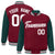 Custom Crimson-Green Pinstripe White Bomber Full-Snap Varsity Letterman Jacket