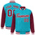 Custom Aqua Crimson Pinstripe White-Crimson Bomber Full-Snap Varsity Letterman Jacket