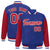 Custom Royal-Blue Red Pinstripe White-Red Bomber Full-Snap Varsity Letterman Jacket