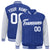 Custom Royal-Blue White Pinstripe White Bomber Full-Snap Varsity Letterman Jacket