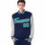 Custom Navy-Gray Pinstripe Gray-Aqua Bomber Full-Snap Varsity Letterman Jacket