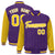 Custom Purple Gold Pinstripe White-Gold Bomber Full-Snap Varsity Letterman Jacket