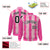 Custom Pink Light Pink Black-White Blade Graffiti Pattern Varsity Full-Snap Jacket