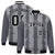 Custom Gray Dark Gray Black-White Blade Graffiti Pattern Varsity Full-Snap Jacket