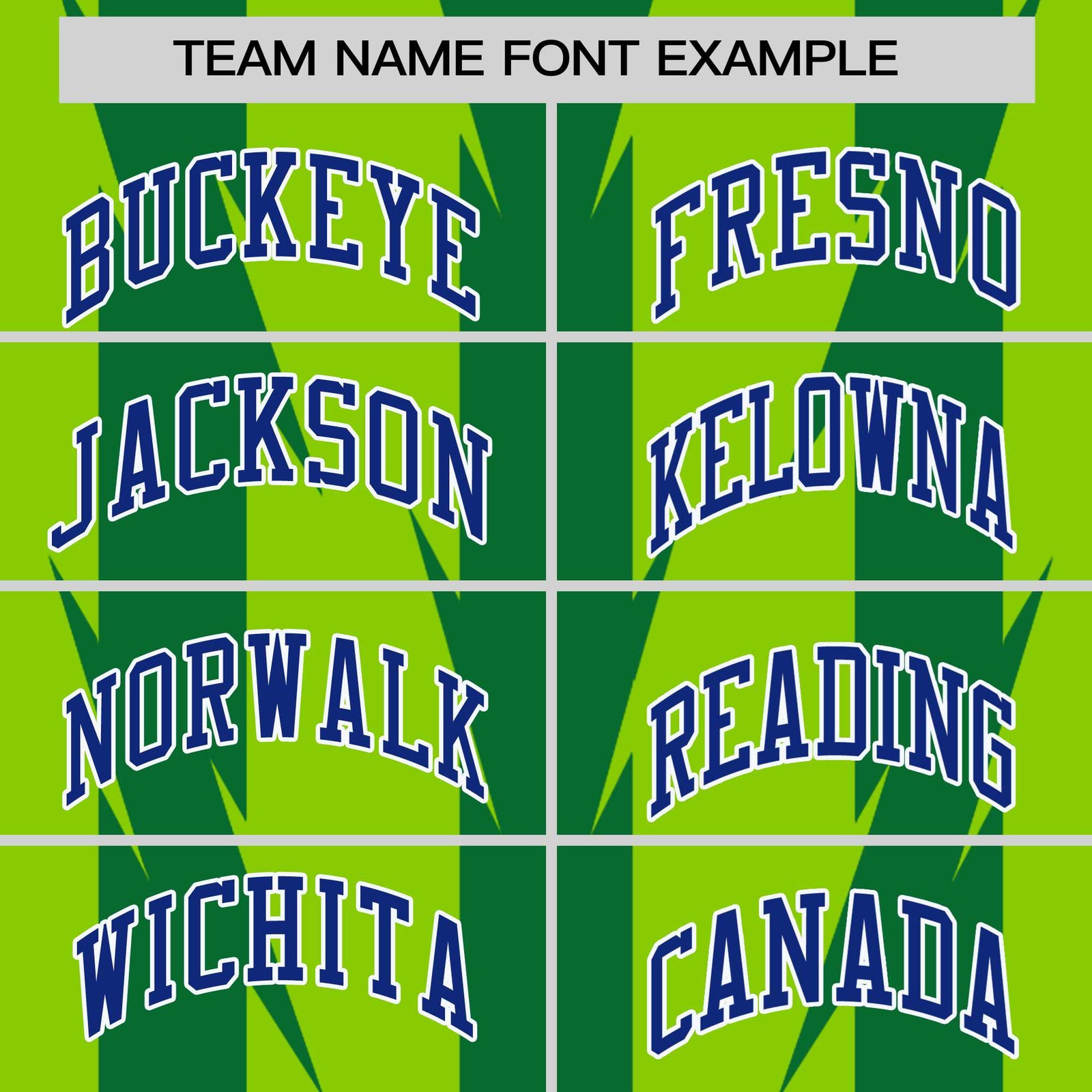 Custom Neon Green Kelly Green Royal Blue-White Blade Graffiti Pattern Varsity Full-Snap Jacket