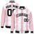 Custom White Light Pink-Black Blade Graffiti Pattern Varsity Full-Snap Jacket