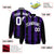 Custom Purple Black-White Blade Graffiti Pattern Varsity Full-Snap Jacket