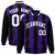 Custom Purple Black-White Blade Graffiti Pattern Varsity Full-Snap Jacket