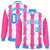 Custom White Pink-Powder Blue Blade Graffiti Pattern Varsity Full-Snap Jacket