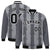 Custom Gray Dark Gray Black-White Blade Graffiti Pattern Varsity Full-Snap Jacket