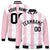 Custom White Light Pink-Black Blade Graffiti Pattern Varsity Full-Snap Jacket