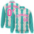 Custom Cream Aqua Pink Blade Graffiti Pattern Varsity Full-Snap Jacket