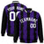 Custom Purple Black-White Blade Graffiti Pattern Varsity Full-Snap Jacket