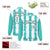 Custom White Aqua-Black Blade Graffiti Pattern Varsity Full-Snap Jacket