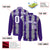 Custom Gray Purple-White Blade Graffiti Pattern Varsity Full-Snap Jacket