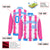 Custom White Pink-Powder Blue Blade Graffiti Pattern Varsity Full-Snap Jacket