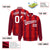 Custom Red Crimson-White Blade Graffiti Pattern Varsity Full-Snap Jacket