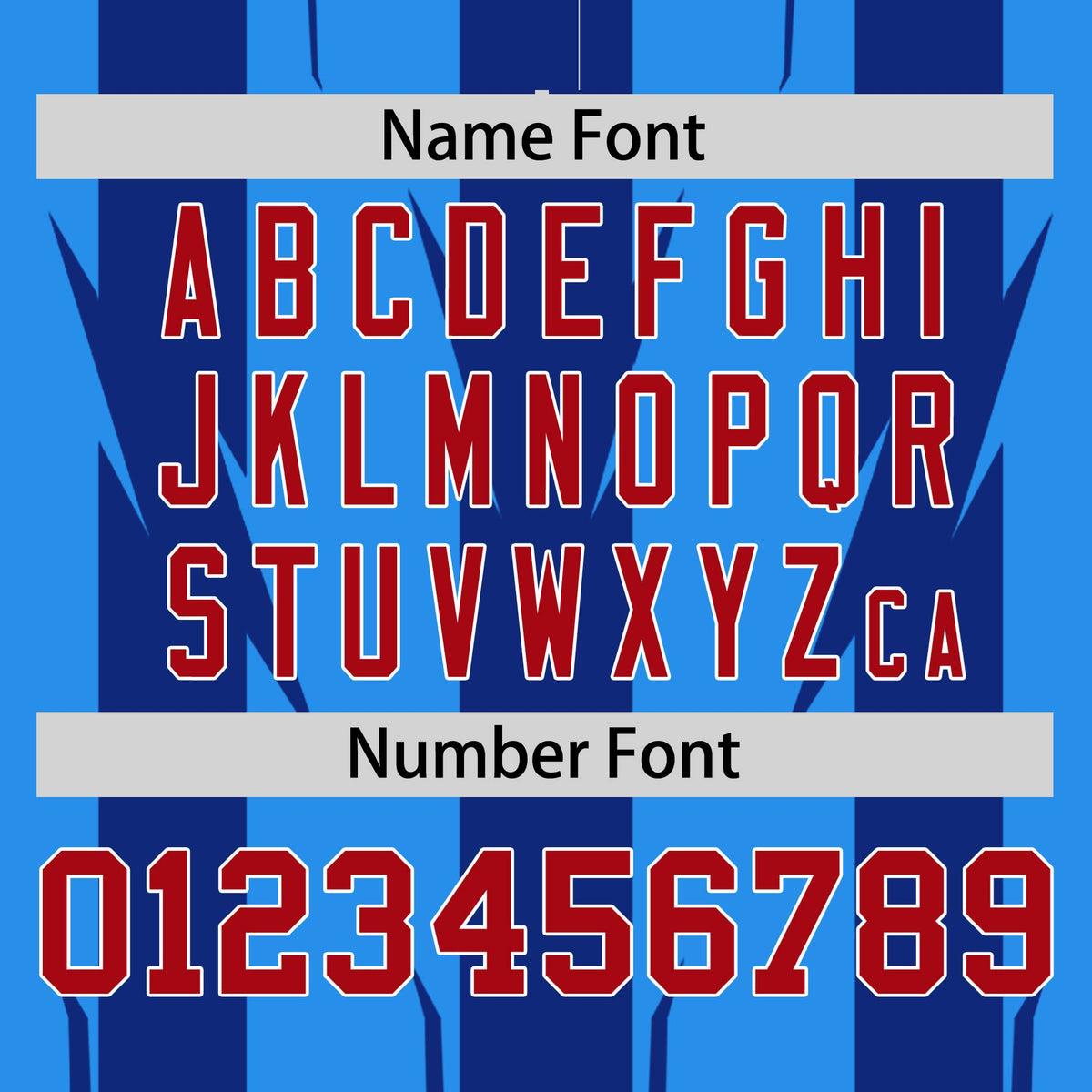 Custom Royal Blue Powder-Blue Red-White Blade Graffiti Pattern Varsity Full-Snap Jacket