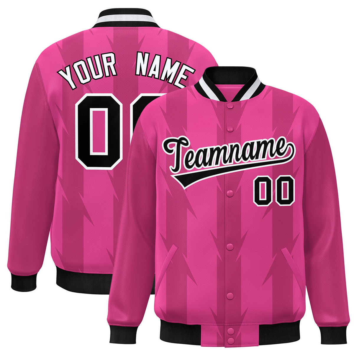 Custom Pink Light Red-White Blade Graffiti Pattern Varsity Full-Snap Jacket