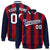 Custom Red Navy-White Blade Graffiti Pattern Varsity Full-Snap Jacket