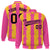 Custom Gold Pink-Black Blade Graffiti Pattern Varsity Full-Snap Jacket