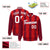 Custom Red Crimson-White Blade Graffiti Pattern Varsity Full-Snap Jacket